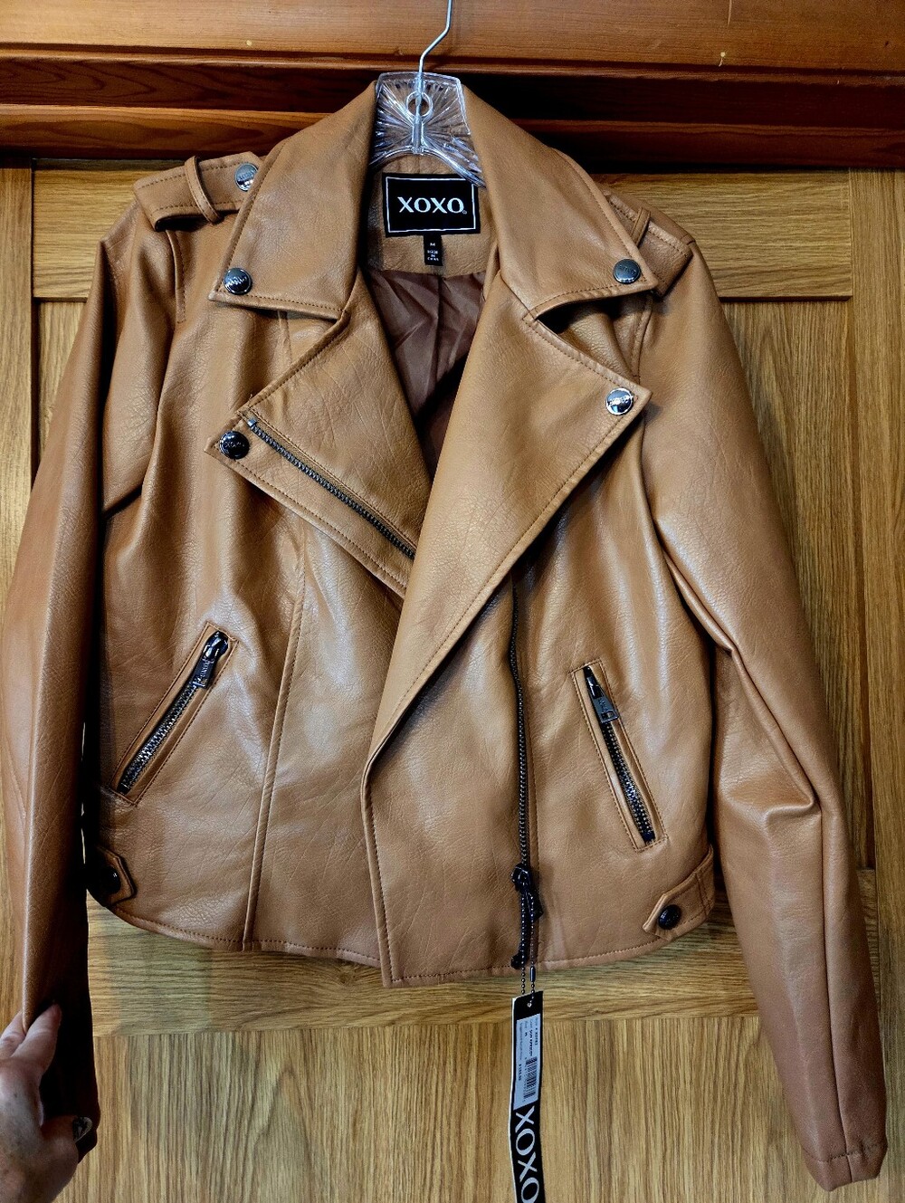 XOXO Cropped Motor Jacket In Sun Apricot